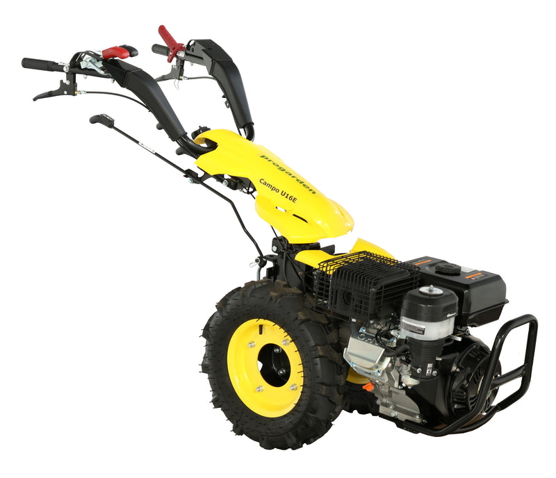 ProGARDEN Campo U16E motocultor multifunctional 14CP, benzina, EU V, pornire electrica, 3+2 viteze, reductor + BT-BC12 bara cosire mobila 120cm