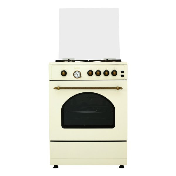 Aragaz pe gaz rustic Samus SR660G4C 4 arzatoare cuptor pe gaz 55 litri latime 60 cm design rustic aprindere electrica dispozitiv siguranta plita timer analogic