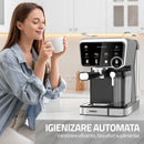 Espressor cafea Samus Cafe Luxe 20 K cafea macinata + capsule 20 bar 1350 W capacitate 1.5 litri rezervor lapte 8 bauturi presetate afisaj digital tactil tehnologie Thermalblock curatare automata negru + argintiu