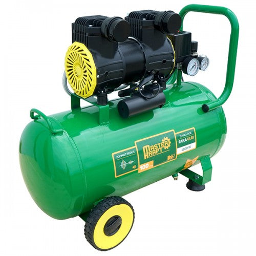 Compresor de aer 50L, 1.2 kW, 2 cilindri, fara ulei MasterKraft LSD-1600W/50 Silentios