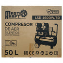 Compresor de aer 50L, 1.2 kW, 2 cilindri, fara ulei MasterKraft LSD-1600W/50 Silentios