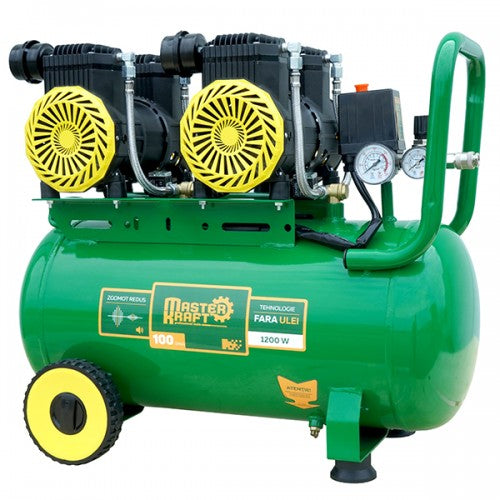 Compresor de aer 50L 2.4 kW 4 cilindri fara ulei MasterKraft LSD-1600W/50/2 Silentios