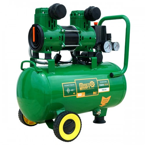 Compresor de aer 24L 0.7 kW 2 cilindri fara ulei MasterKraft LSD-1280W/24 Silentios