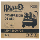 Compresor de aer 24L 0.7 kW 2 cilindri fara ulei MasterKraft LSD-1280W/24 Silentios