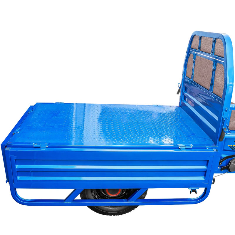 Tricicleta electrica DKD L2E-U putere 1200W 3+1 viteze 32km/h bena 150x100x45 cm basculabila obloane rabatabile autonomie 60 Km acumulatori 6x12V/45Ah