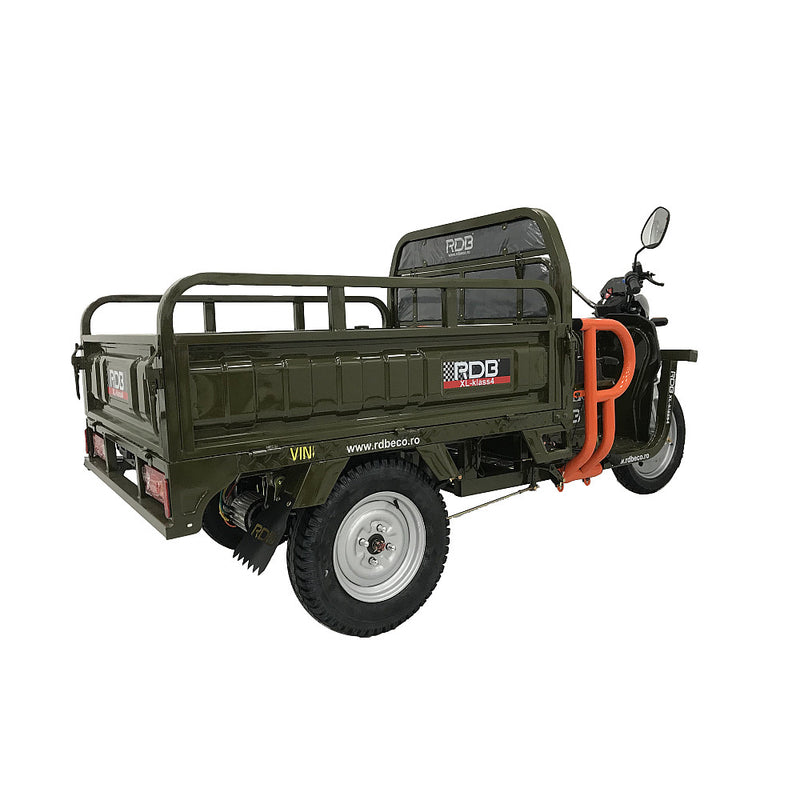 Tricicleta electrica RDB XL-Klass4 cu bena rabatabila hidraulic fara permis 4000W 25 km/h 72V45Ah autonomie 70 km culoare verde