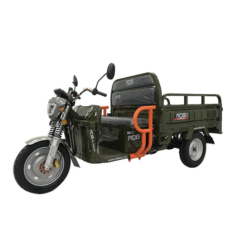 Tricicleta electrica RDB XL-Klass4 cu bena rabatabila hidraulic fara permis 4000W 25 km/h 72V45Ah autonomie 70 km culoare verde