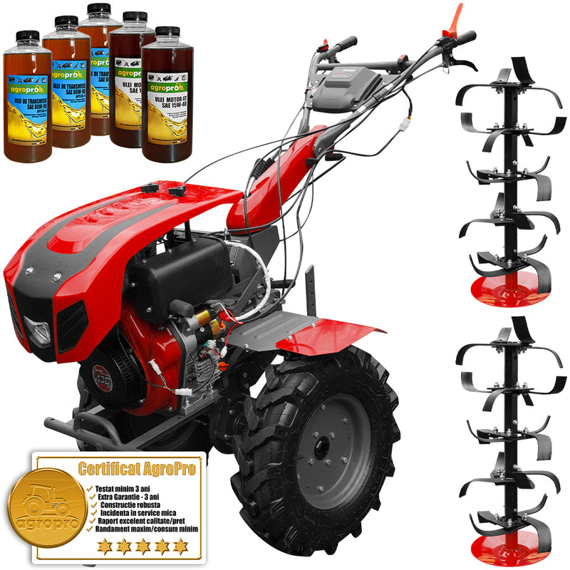 Motocultor Weima cu diferential WM1100BE-6 motor 12 CP diesel 6 viteze latime lucru 135 cm pornire electrica reductor usor/greu 5l ulei AgroPro