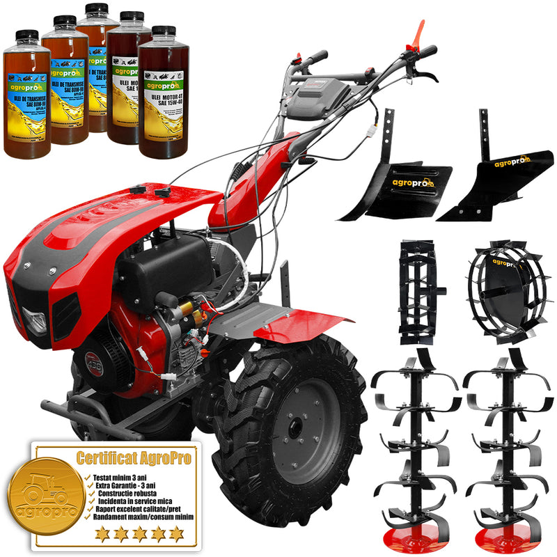Motocultor Weima WM1100BE-6 motor 10 CP diesel 6 viteze latime lucru 135 cm pornire electrica reductor usor/greu roti metal rarita reglabila plug arat 5l ulei AgroPro