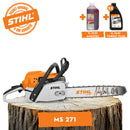 Motofierastrau profesional STIHL MS 271 putere 3.5CP lama 40cm 1.6mm pas lant .325" + ulei amestec 2T 1L + ulei forest plus 2L