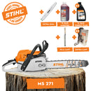 Motofierastrau profesional STIHL MS 271 putere 3.5CP lama 40cm 1.6mm pas lant .325" + ulei amestec 2T 1L + ulei forest plus 2L + 2x extra lant + extra sina + pila lant