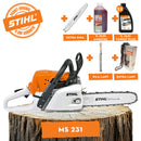 Motofierastrau STIHL MS 231 putere 2.7CP lama 40cm 1.3mm pas lant 3/8" + ulei amestec 2T 1L + ulei forest plus 2L + extra lant + extra sina + pila lant