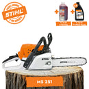 Motofierastrau STIHL MS 251 Putere 3 CP lama 40cm 1.3 mm pas lant .325" 23RS + ulei amestec 2T 1L + ulei forest plus 2L