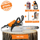 Motofierastrau STIHL MS 172 putere 1.9 CP lama 35 cm 1.1 mm pas lant 3/8"P + ulei amestec 2T 1L + ulei forest plus 2L + extra lant + pila lant