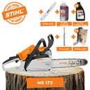 Motofierastrau STIHL MS 172 putere 1.9 CP lama 35 cm 1.1 mm pas lant 3/8"P + ulei amestec 2T 1L + ulei forest plus 2L + 2x extra lant + extra sina + pila lant
