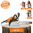Motofierastrau STIHL MS 172 putere 1.9 CP lama 35 cm 1.1 mm pas lant 3/8"P + ulei amestec 2T 1L + ulei forest plus 2L + service kit 18