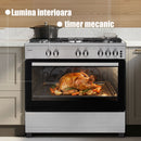 Aragaz pe gaz Samus SM950AGRXS1 5 arzatoare gaz cuptor pe gaz 92 litri aprindere electrica dispozitiv siguranta plita dispozitiv siguranta cuptor geam dublu cuptor timer capac metalic latime 90 cm