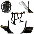 Set 5 Accesorii agricole AgroPro plug arat rarita reglabila plug cartofi cultivator roti metalice 35 cm manicot 23 mm