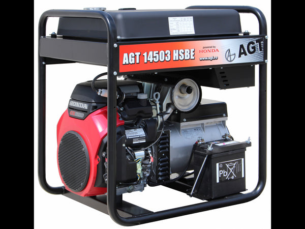 Generator curent trifazat AGT 14503 HSBE putere 13,5 kVA 400 V benzina pornire electrica rezervor 45L RIF