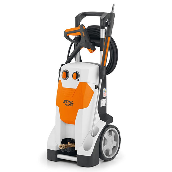 Spalator cu inalta presiune STIHL RE 232 electric putere 3 kW presiune de lucru 145 bar debit de apa 660 l/h roti de transport