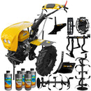 Pachet motocultor ProGarden HS 1100D motor 16CP EURO V 2+1 viteze de mers senzor de ulei pornire rapida freze roti cauciuc + roti metalice + plug arat + rarita reglabila+ cultivator + 5L ulei AgroPro