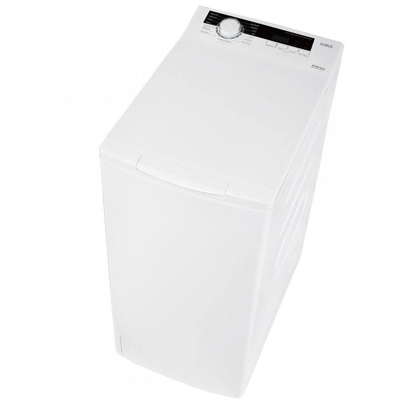 Masina de spalat rufe cu incarcare verticala Samus WTSGDI-80133 8 kg 1300 rpm clasa A latime 40 cm motor inverter curatare tambur afisaj electronic blocare acces copii
