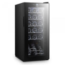Racitor pentru vin Samus SRV55CRC 5 rafturi din metal 50 litri capacitate 18 sticle clasa G termostat reglabil racire cu compresor iluminare interioara LED control tactil cu afisaj electronic 77 x 34.5 x 45 cm