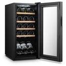 Racitor pentru vin Samus SRV48LMC 4 rafturi din lemn 44 litri capacitate 15 sticle clasa G termostat reglabil racire cu compresor iluminare interioara LED control tactil cu afisaj electronic dezghetare automata 69 x 34.5 x 45 cm