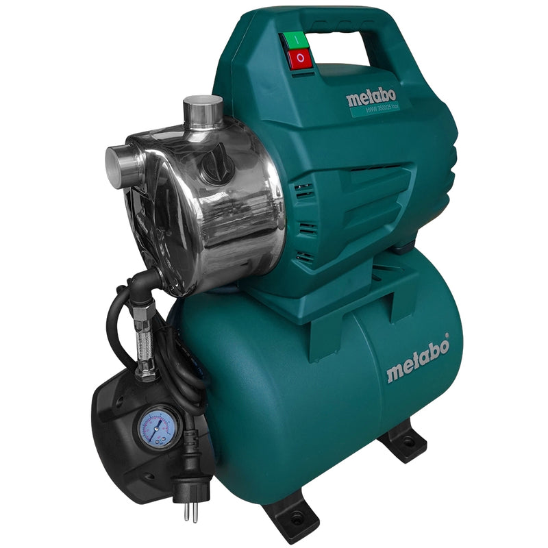 Hidrofor Metabo HWW 3500/25 S putere 900 W capacitate vas 24 L debit 3.5 mc/h inaltime refulare 45 m adancime absorbtie 8 m carcasa inox