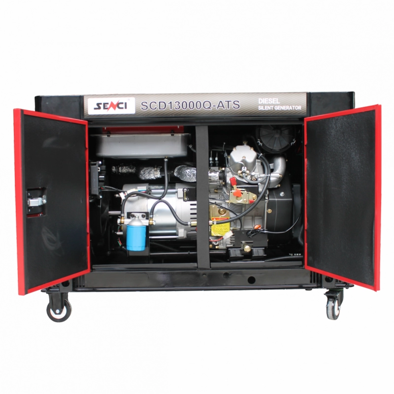 Generator de curent insonorizat SENCI SCD13000Q-ATS putere maxima 11 kW 230V Diesel rezervor 26 L AVR pornire electrica ATS inclus