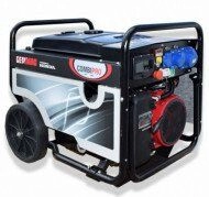 Generator de curent GENMAC CombiPro G7900HC-M putere maxima 6.4 kW/400V 2.2 kW/230V motor Honda GX390 DE benzina rezervor 25 L pornire electrica roti transport