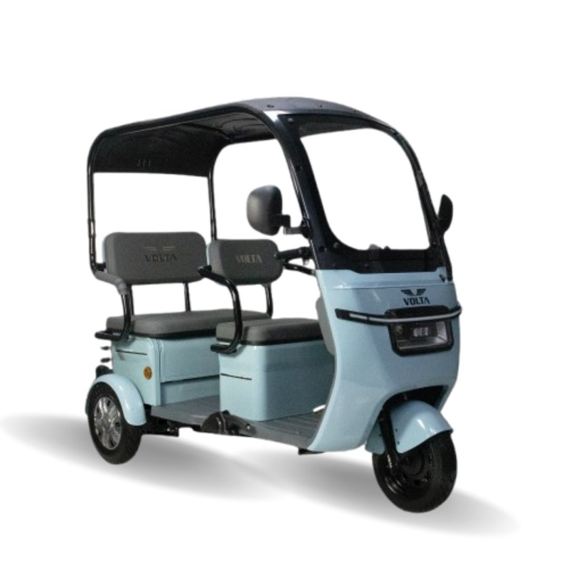 Tricicleta electrica Voltarom VM5 NEO putere 1000 W 72V 20 AH viteza 25 km/h autonomie 58 km cu cabina fara permis culoare albastru