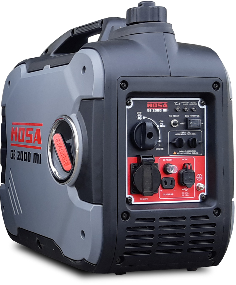 Generator curent MOSA GE 2000 MI Inverter putere 2kW monofazat 230V benzina rezervor 5L pornire manuala AVR