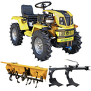 Minitractor ProGARDEN Campo T18 V25.1 4x4 18CP benzina hidraulica fata-spate roti 6.00-12 cu freza tractata si plug cu doua brazdare