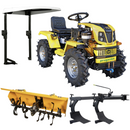 Minitractor ProGARDEN Campo T18 V25.1 4x4 18CP benzina hidraulica fata-spate roti 6.00-12 cu acoperis + freza tractata si plug cu doua brazdare
