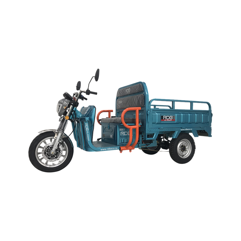 Tricicleta electrica RDB XL-Klass4 GRANDE cu bena rabatabila manual fara permis 4000W 25 km/h 72V45Ah autonomie 70 kmculoare rosu