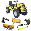 ProGARDEN Campo T12 Minitractor G2.1 4x4, 12CP, diesel, hidraulica fata-spate, roti 6.00-12 cu freza tractata, plug reversibil, tocator vegetatie, cositoare cu discuri si lama zapada/pietris
