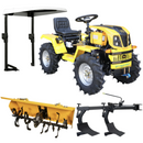 ProGARDEN Campo T12 Minitractor G2.1 4x4, 12CP, diesel, hidraulica fata-spate, roti 6.00-12 cu acoperis + freza tractata si plug cu doua brazdare