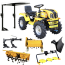 ProGARDEN Campo T12 Minitractor G2.1 4x4, 12CP, diesel, hidraulica fata-spate, roti 6.00-12 cu acoperis + freza tractata, plug, tocator vegetatie, cositoare cu discuri si lama zapada/pietris