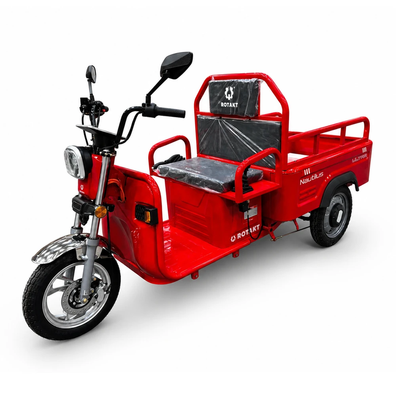Tricicleta electrica Rotakt Nautilus Ultra putere 1000W viteza 25 km/h autonomie 52 km baterie 60V/32Ah fara permis culoare rosu