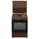 Aragaz electric / gaz Samus SM662AENS BROWN 4 arzatoare pe gaz cuptor electric 7 functii grill ventilator timer mecanic latime 60 cm