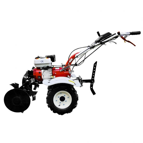 Motocultor Media Line MS 7100 CF motor 7 CP latime lucru 90 cm 2+1 viteze freze roti cauciuc roti metal rarita fixa plug arat plug cartofi 3l ulei AgroPro