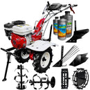 Motocultor Media Line MS 7100 CF motor 7 CP latime lucru 90 cm 2+1 viteze freze roti cauciuc roti metal rarita fixa plug arat plug cartofi 3l ulei AgroPro