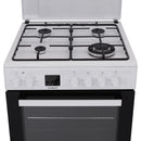 Aragaz electric / gaz Samus SM663AENS WHITE 4 arzatoare pe gaz 1 arzator Wok cuptor electric 7 functii grill ventilator latime 60 cm aprindere electrica plita timer digital lumina interioara