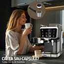 Espressor cafea Samus Cafe Luxe 20 K cafea macinata + capsule 20 bar 1350 W capacitate 1.5 litri rezervor lapte 8 bauturi presetate afisaj digital tactil tehnologie Thermalblock curatare automata negru + argintiu