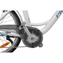 Bicicleta electrica Hecht prime white cu sasiu din aluminiu schimbator shimano acumulator 36 v