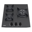 Plita  pe gaz incorporabila Samus  PSG-43SMGN1 3 arzatoare arzator Wok putere 6.2 kW aprindere electrica dispozitiv siguranta arzatoare latime 45 cm gratar fonta sticla cu acoperire Nano