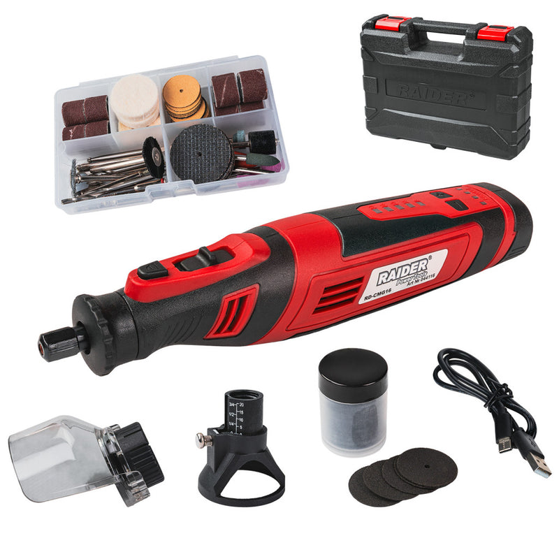 Set mini polizor drept Raider RD-CMG16 8V 2Ah 127 accesorii cutie
