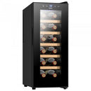 Racitor termoelectric (pentru vinuri) Samus SRV38LM12 5 rafturi din lemn 32 litri capacitate 12 sticle clasa F racire termoelectrica iluminare interioara LED control tactil cu afisaj electronic 65.2 x 26.5 x 51 cm