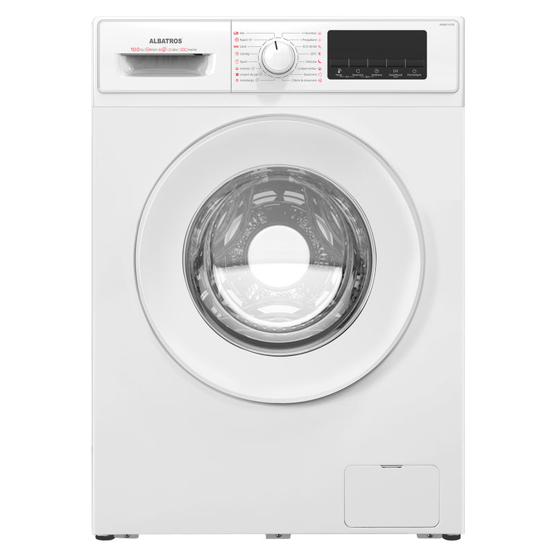 Masina de spalat rufe Albatros AWMI14105 10 kg 1400 rpm clasa A adancime 62.5 cm, motor inverter control antispuma functie adaugare rufe curatare tambur curatare cu abur programare intarziata blocare acces copii alb